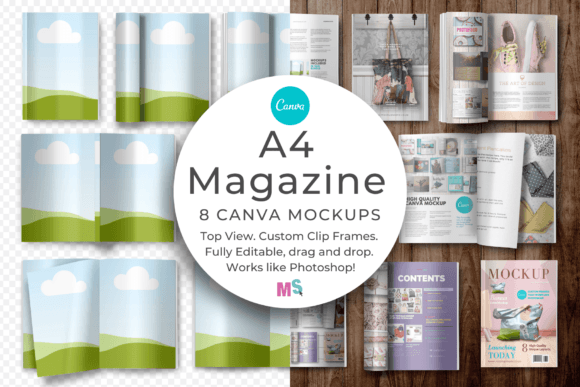 Download A4 Magazine Mockup Canva Template - Magazine Collection
