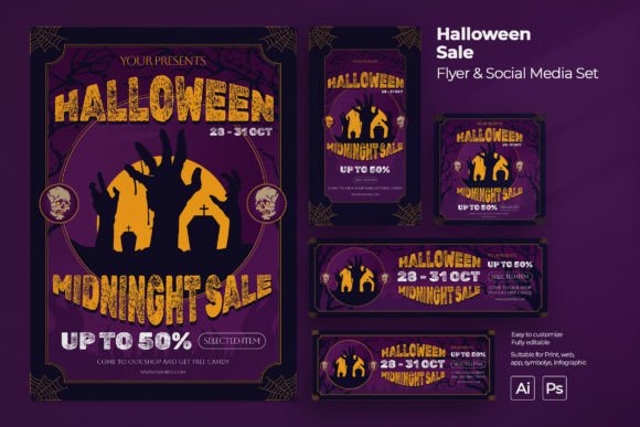 Download Halloween Sale Flyer &amp; Social Media Set - Sale Collection