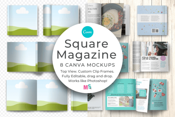 Download Square Magazine Mockup for Canva - Magazine Collection